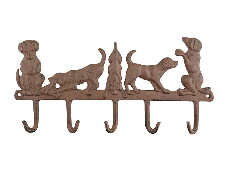 Patère 5 crochets en fonte Chiens