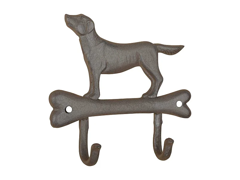 Patère 2 crochets Chien sur os
