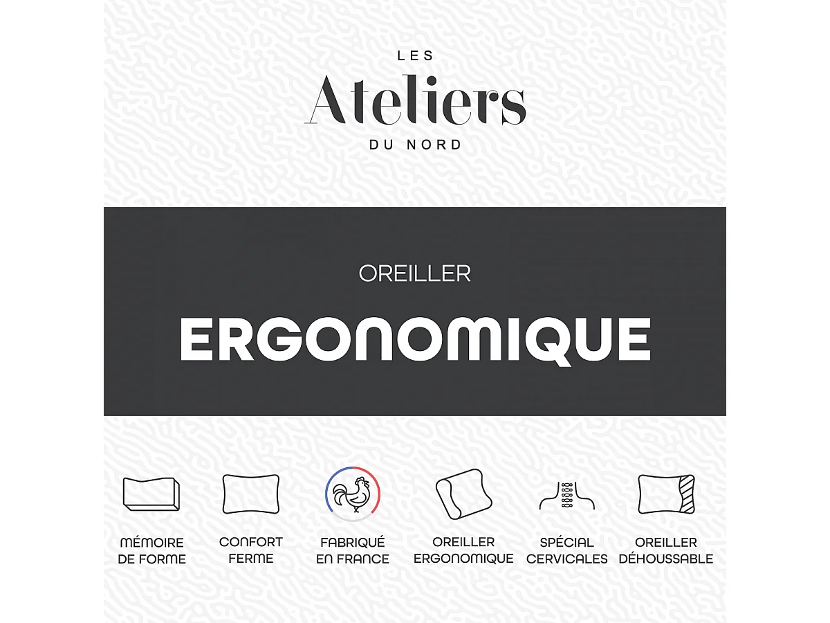 Oreiller Ergonomique Mémoire de forme 50x30 cm