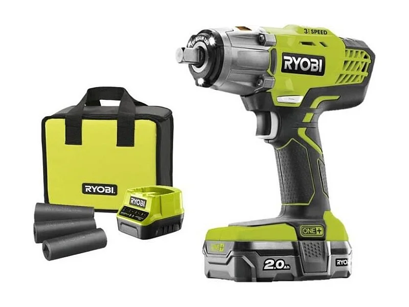 Klucz udarowy RYOBI 18V - Bateria LithiumPlus 2.0Ah - Ładowarka R18IW3-120S