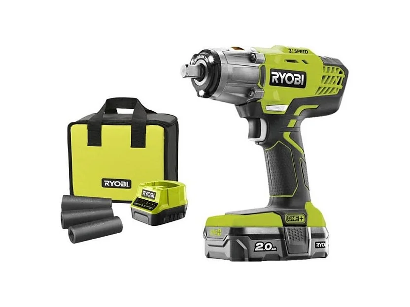 Klucz udarowy RYOBI 18V - Bateria LithiumPlus 2.0Ah - Ładowarka R18IW3-120S
