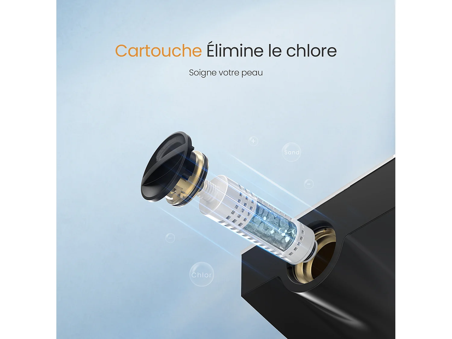 EMKE Colonne de Douche avec douche theramostat 38 °C à Grande douche de tête et douchette multimode, Cercle, noir