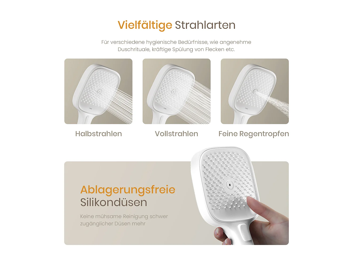 EMKE Thermostatische douchestang – Mat wit, verstelbare waterstroom, gescheiden minimalistisch ontwerp, handdouche met 3 functies, doucheset