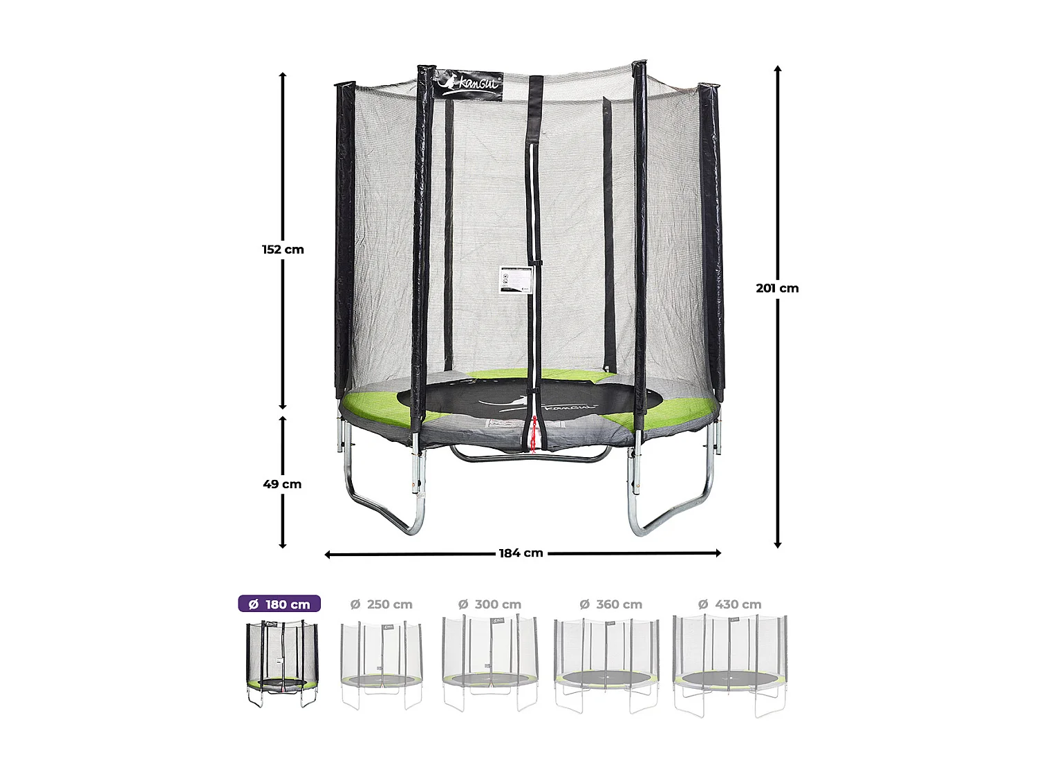 Kangui - Trampoline rond Ø180cm avec filet de sécurité - RALLI