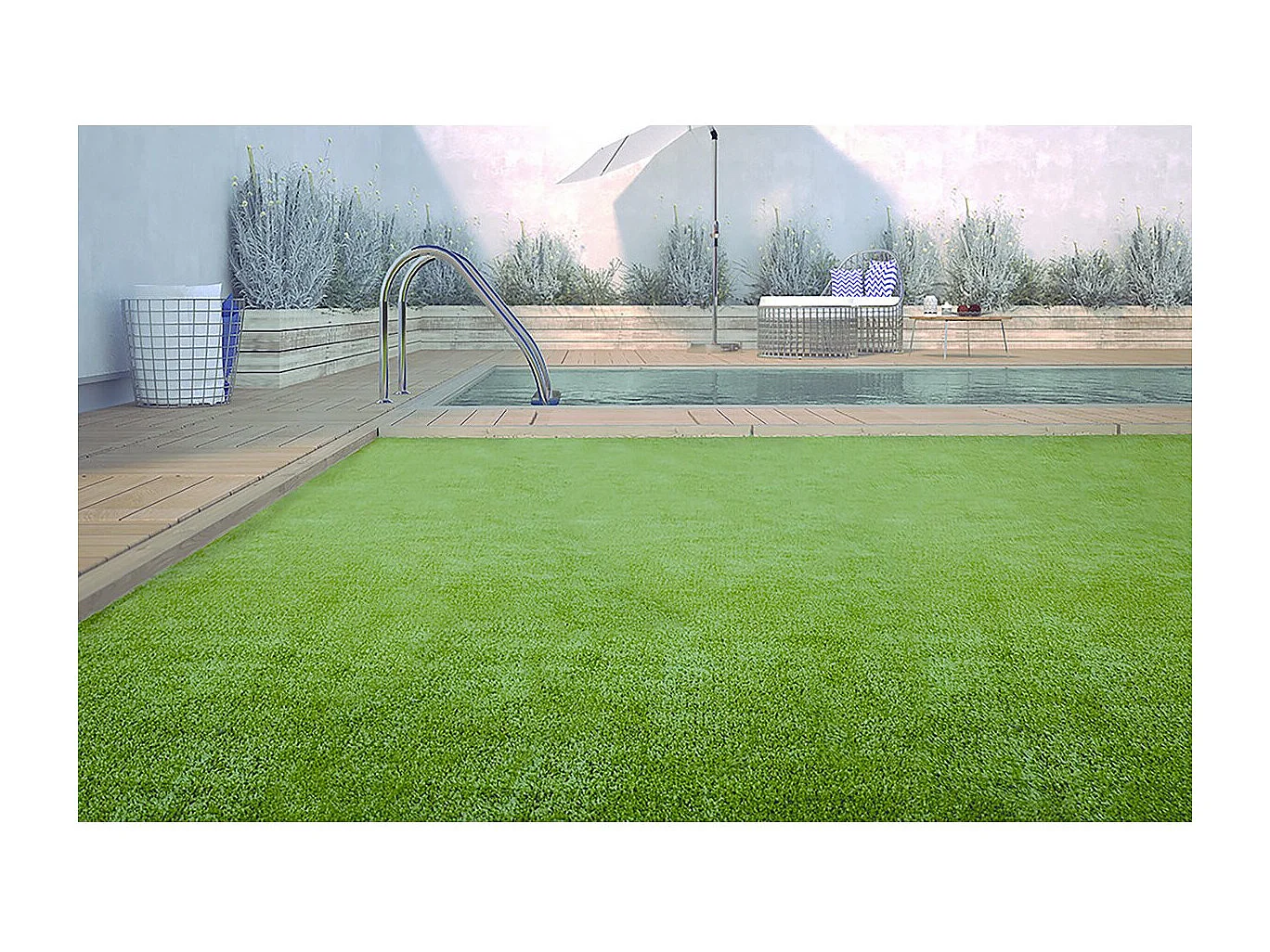 Gazon synthétique - " Green Lubeck 7  " -  1 x 5  m - 7 mm - Vert