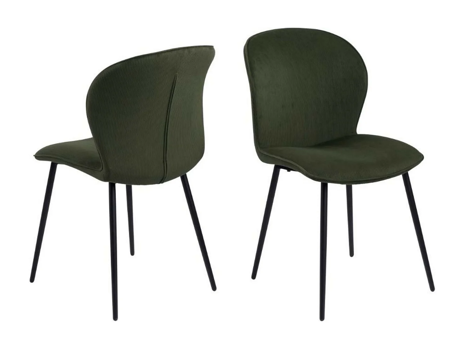 Chaises de salle à manger en velours côtelé vert (lot de 2) - EVE