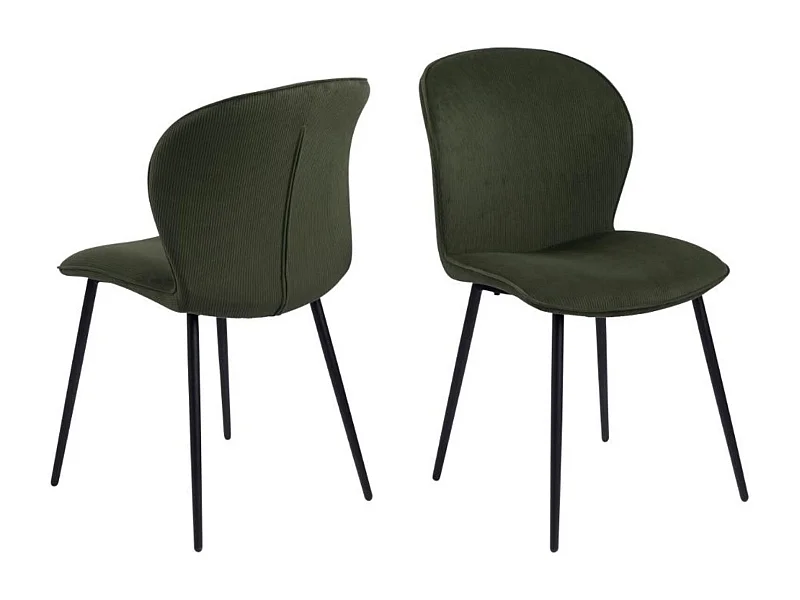 Chaises de salle à manger en velours côtelé vert (lot de 2) - EVE