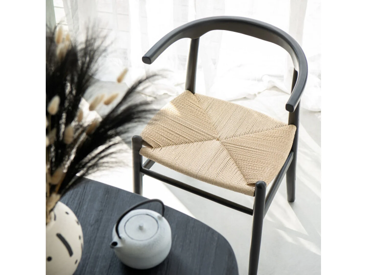 Chaises de salle à manger en corde et bois de hêtre - AYA