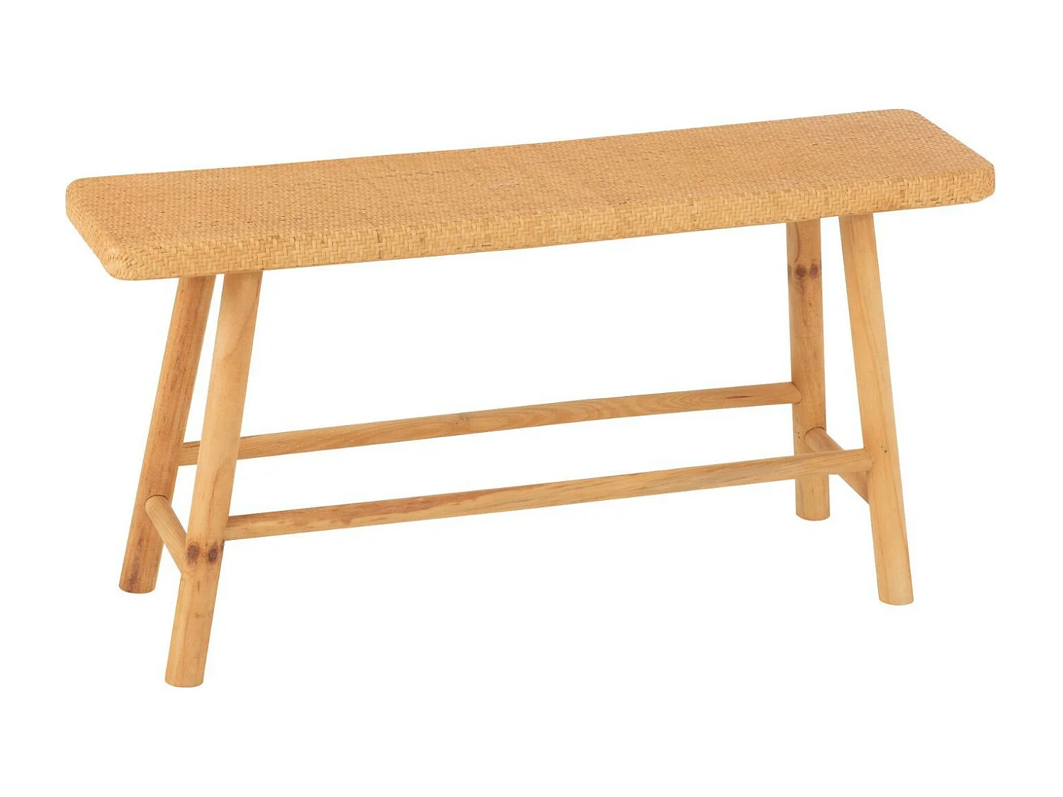 Bancs 2 personnes en pin et rotin naturel L92 (lot de 2) - LAOS