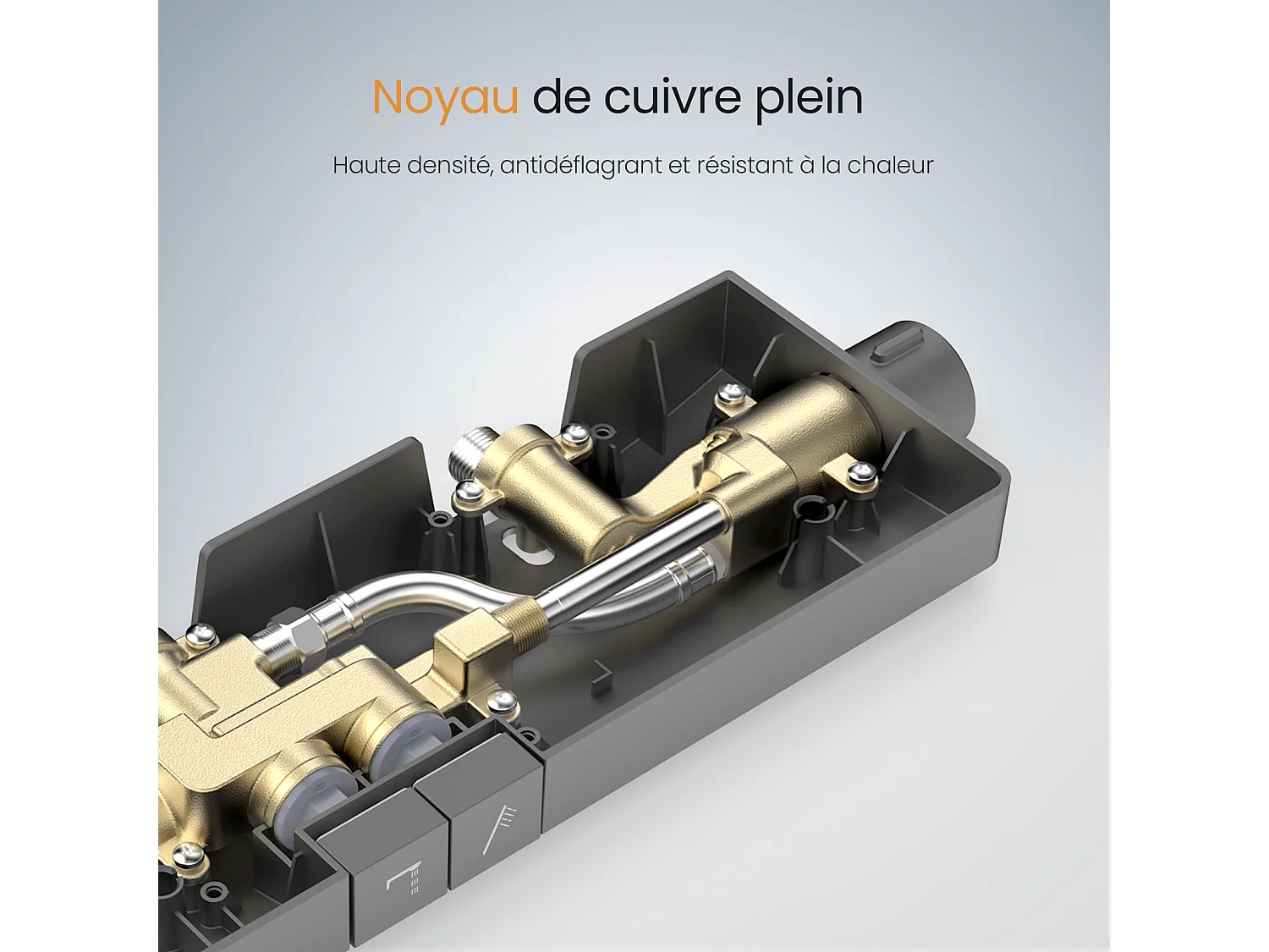 EMKE Colonna doccia con termostatico 38 °C con soffione e doccetta multimodale, Circle, antracite