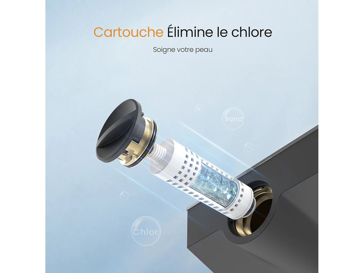 EMKE Colonne de Douche avec douche theramostat 38 °C à Grande douche de tête et douchette multimode, Cercle, anthracite