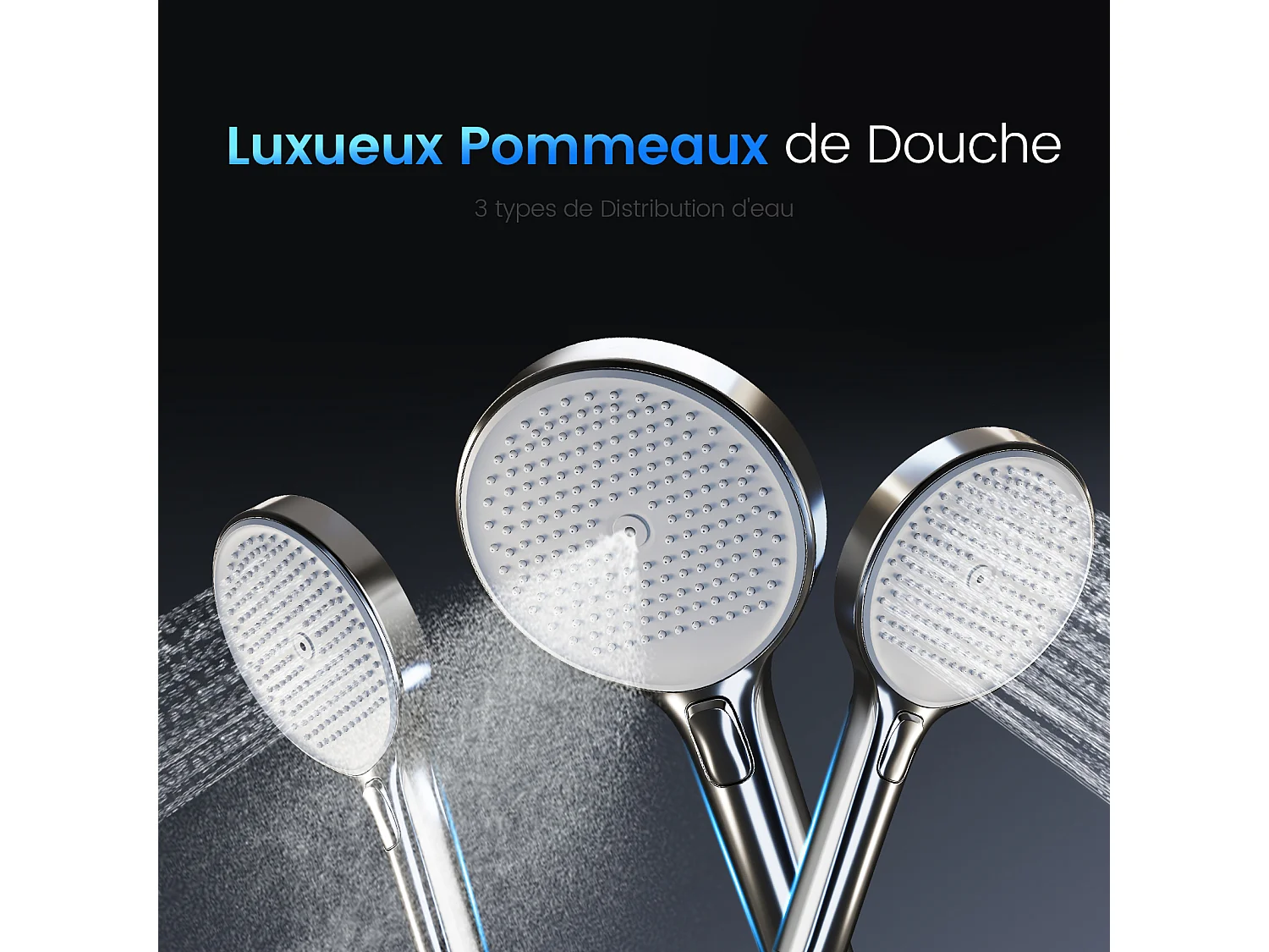 EMKE Colonne de douche avec thermostat 38℃ Douche pluie 40 cm étagère en verre avec 3+1 douchette parent-enfant+porte-douche - chromé