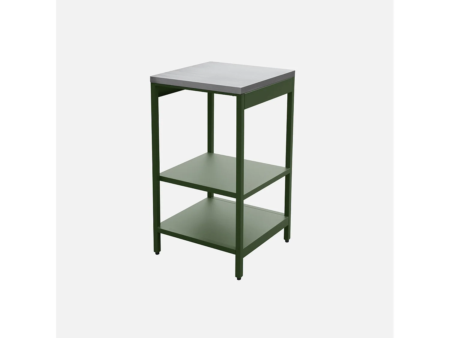 Cuisine d'extérieure en acier vert avec 2 étagères L49cm