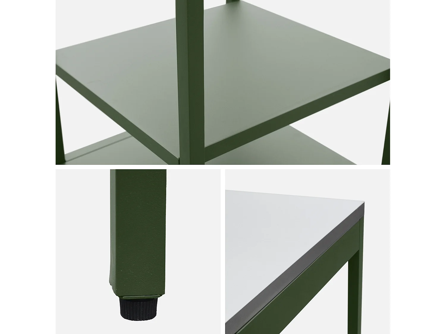 Cuisine d'extérieure en acier vert avec 2 étagères L49cm