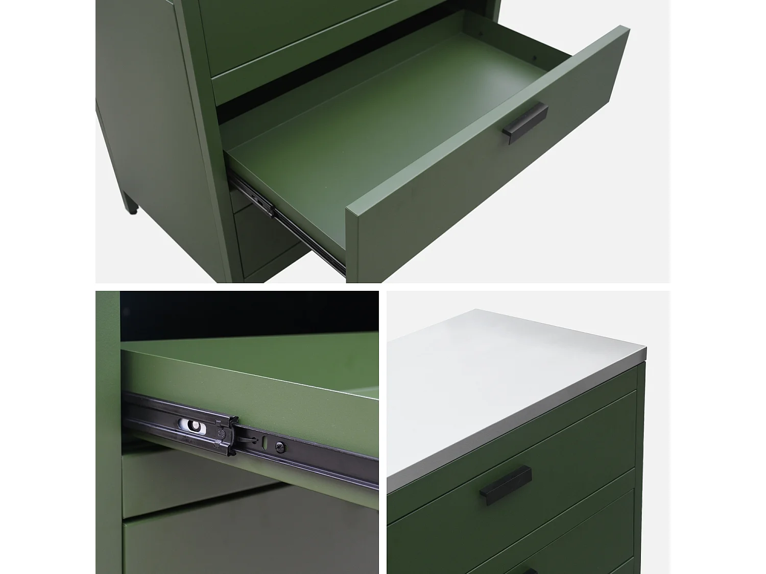 Mobile da esterno in acciaio con 3 cassetti, 80cm, verde