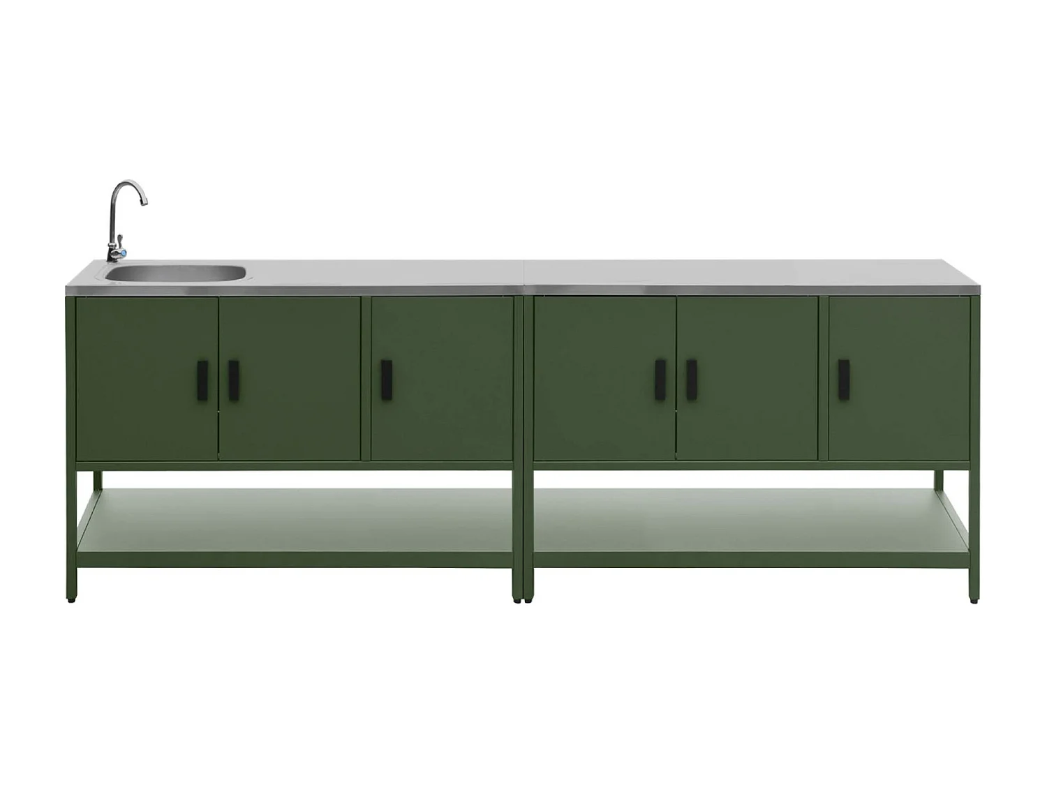 Cocina exterior 2 módulos acero inoxidable verde