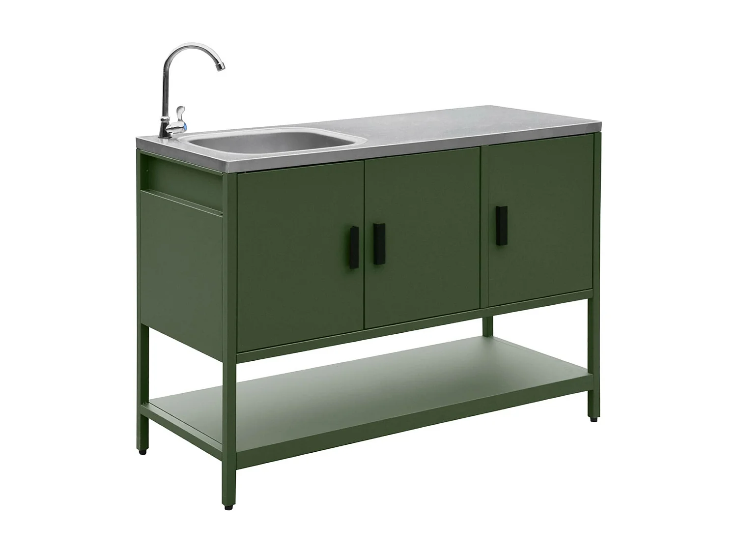 Cocina exterior 2 módulos acero inoxidable verde