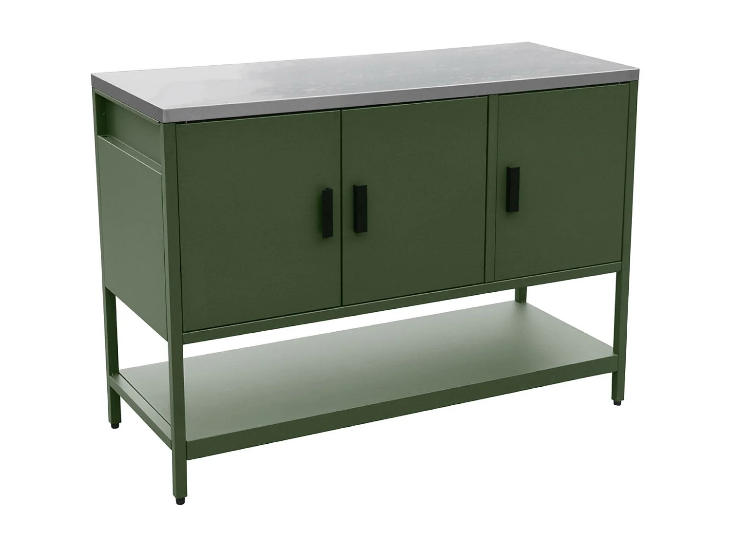 Cocina exterior 2 módulos acero inoxidable verde