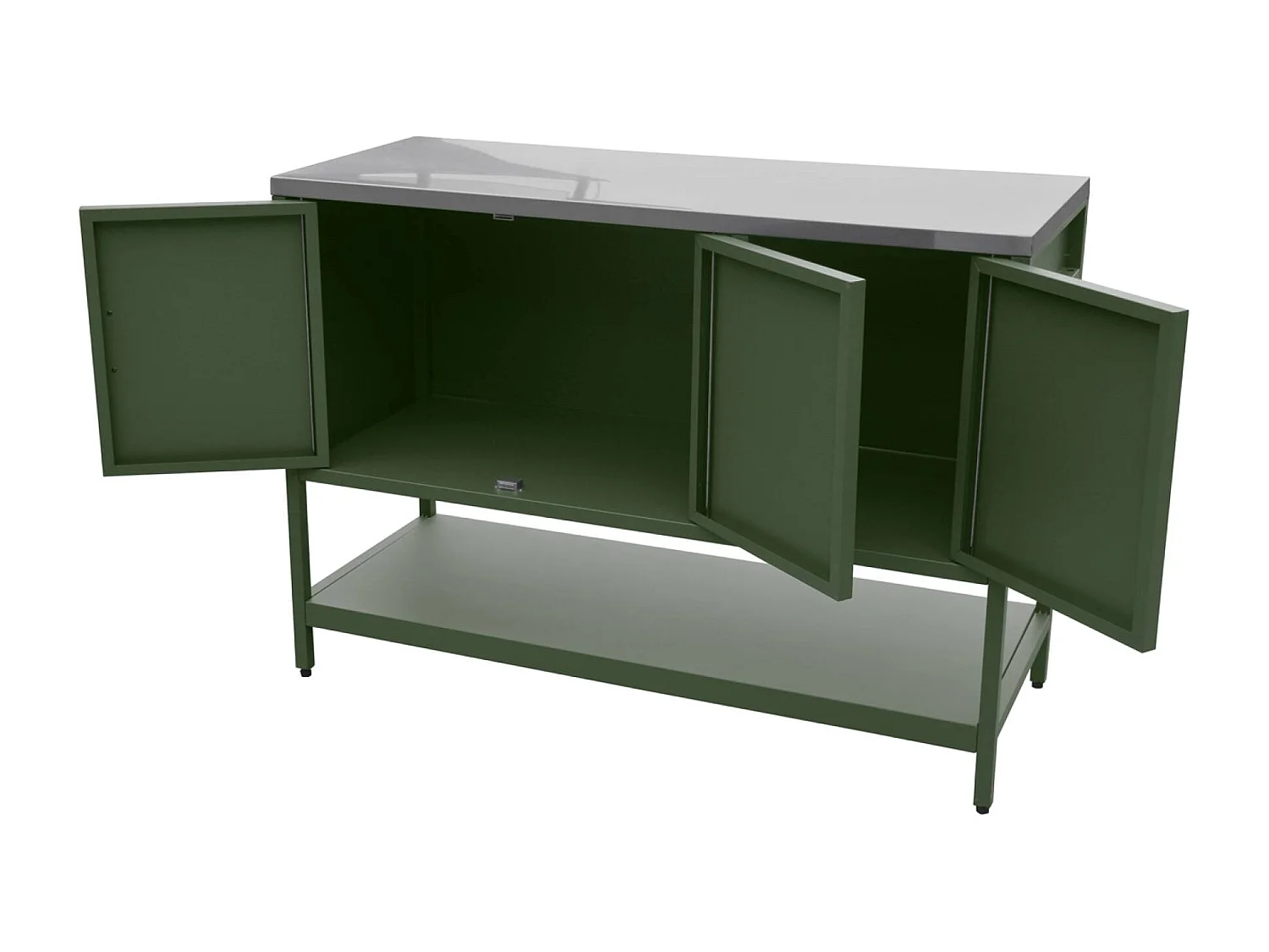 Cocina exterior 2 módulos acero inoxidable verde