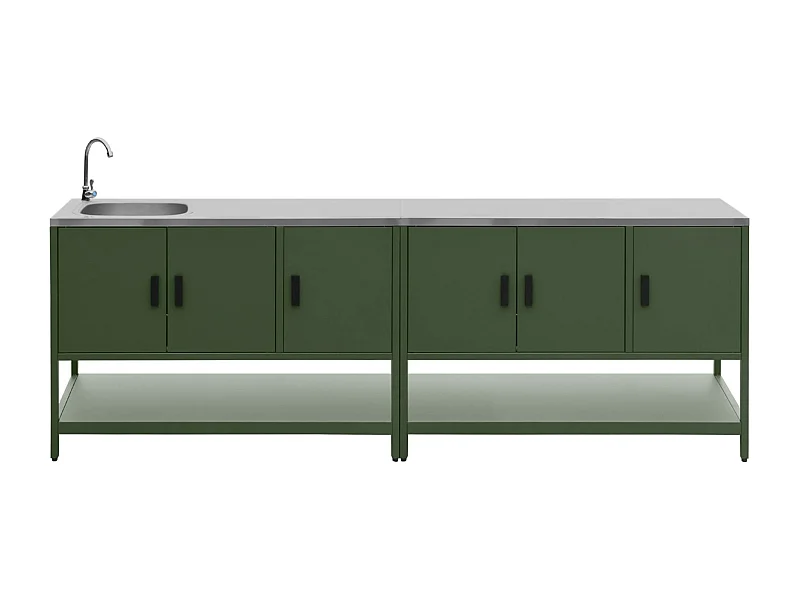 Mobile da esterno, 2 moduli in acciaio inossidabile, verde