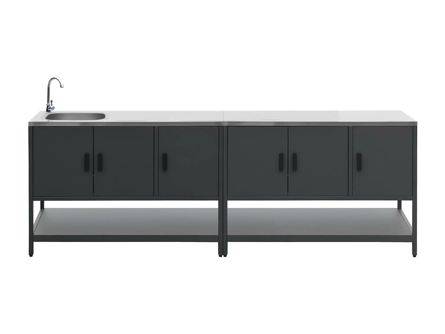 Cocina exterior 2 módulos acero inoxidable negro