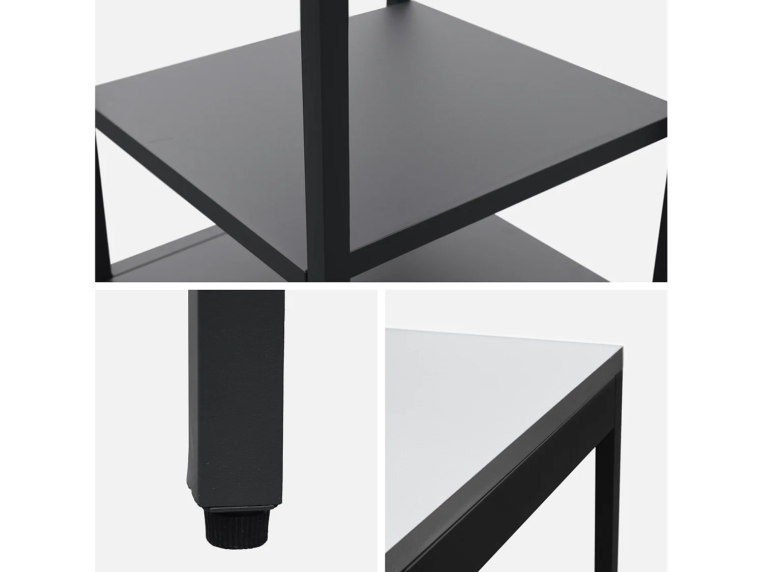 Cuisine d'extérieur en acier noir avec 2 étagères L49cm