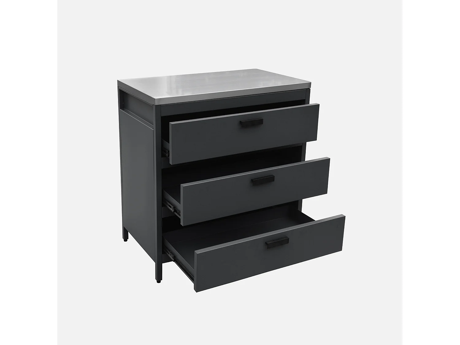 Cocina exterior de acero 3 cajones, 80cm negro