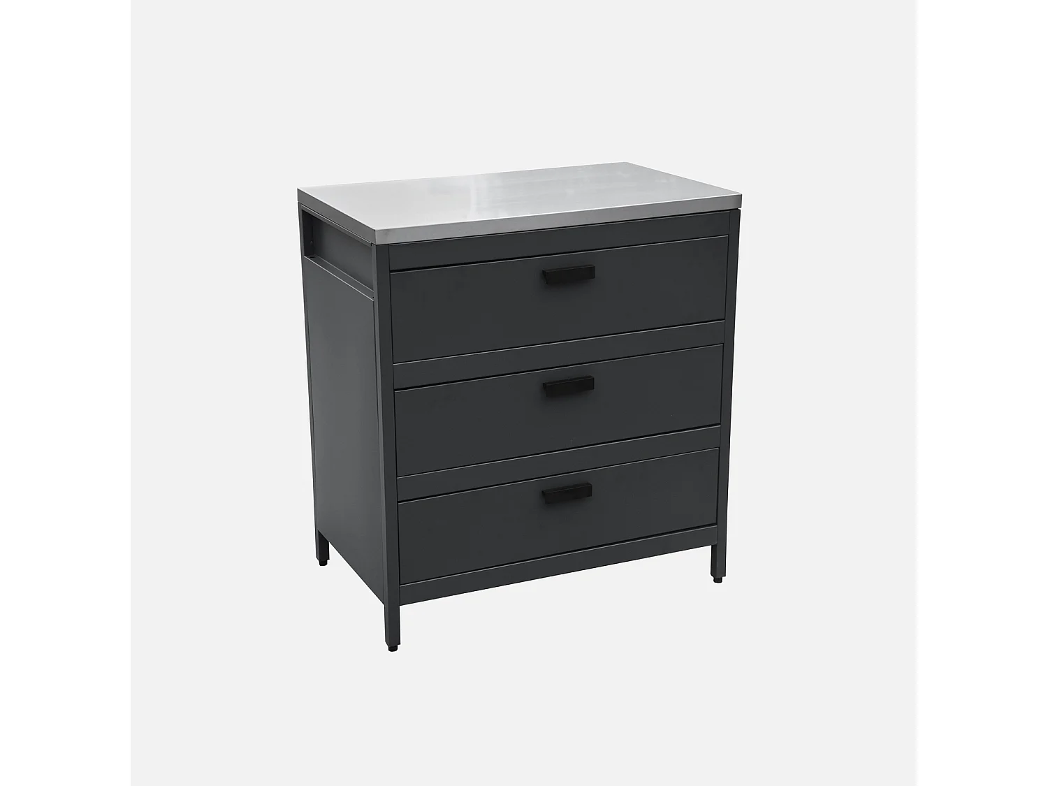 Cocina exterior de acero 3 cajones, 80cm negro