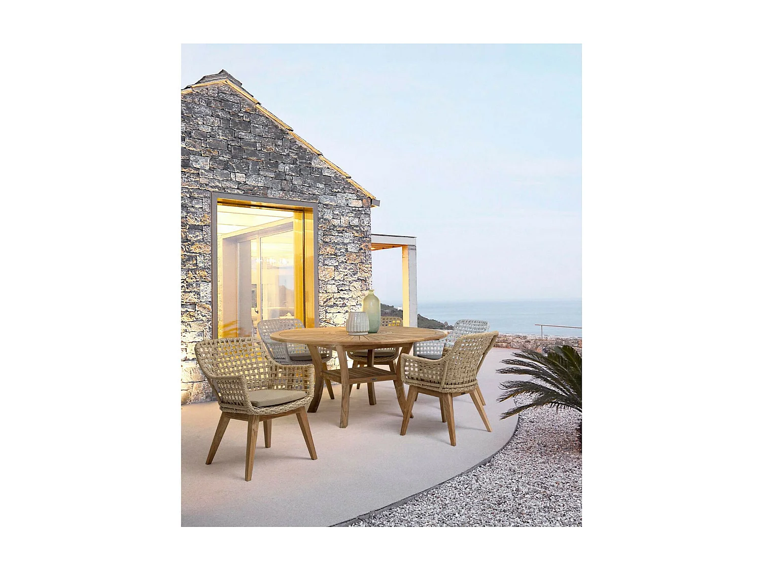 Table de jardin en teck plateau tournant D155 - BOLONIA