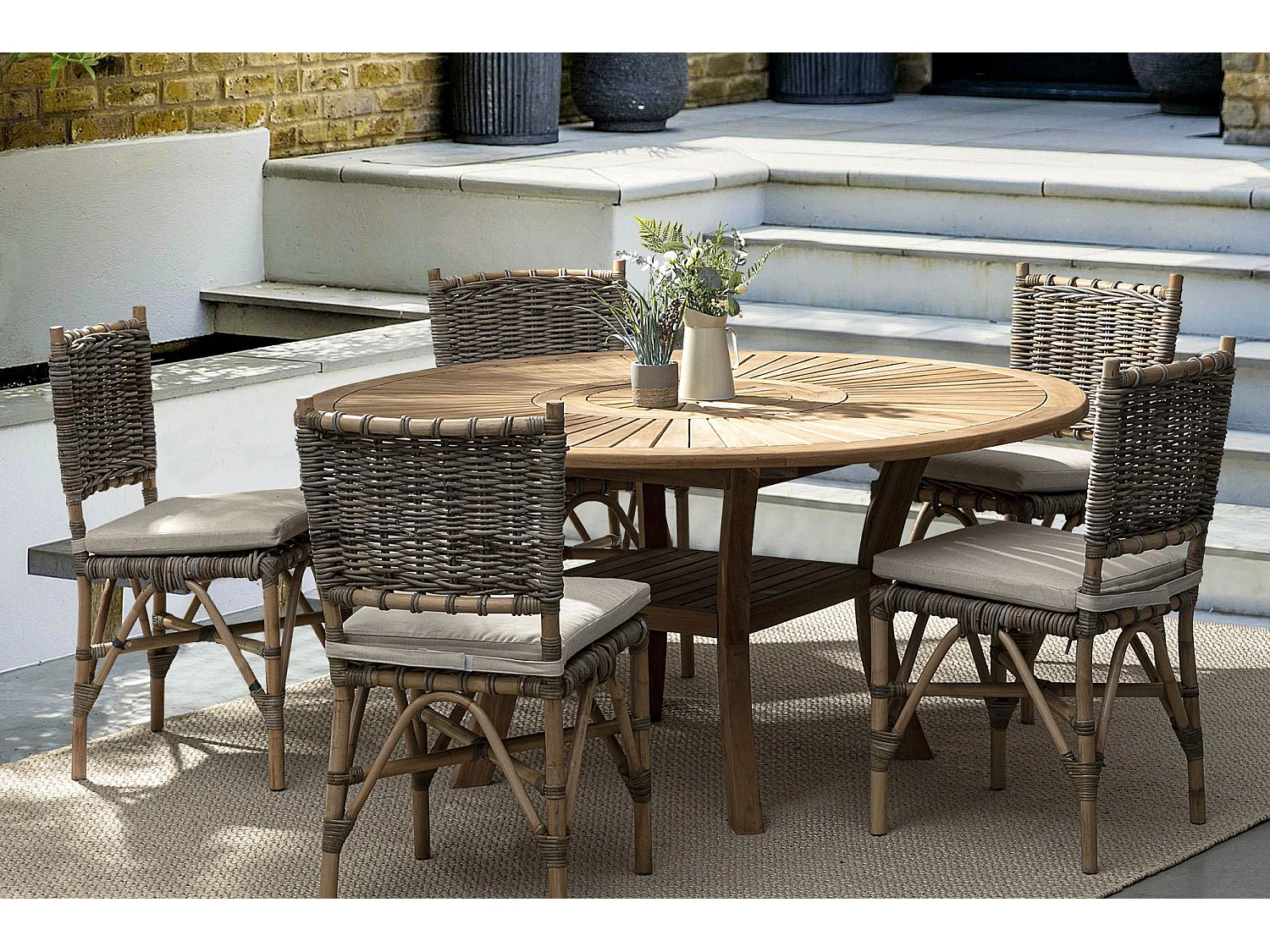 Table de jardin en teck plateau tournant D155 - BOLONIA