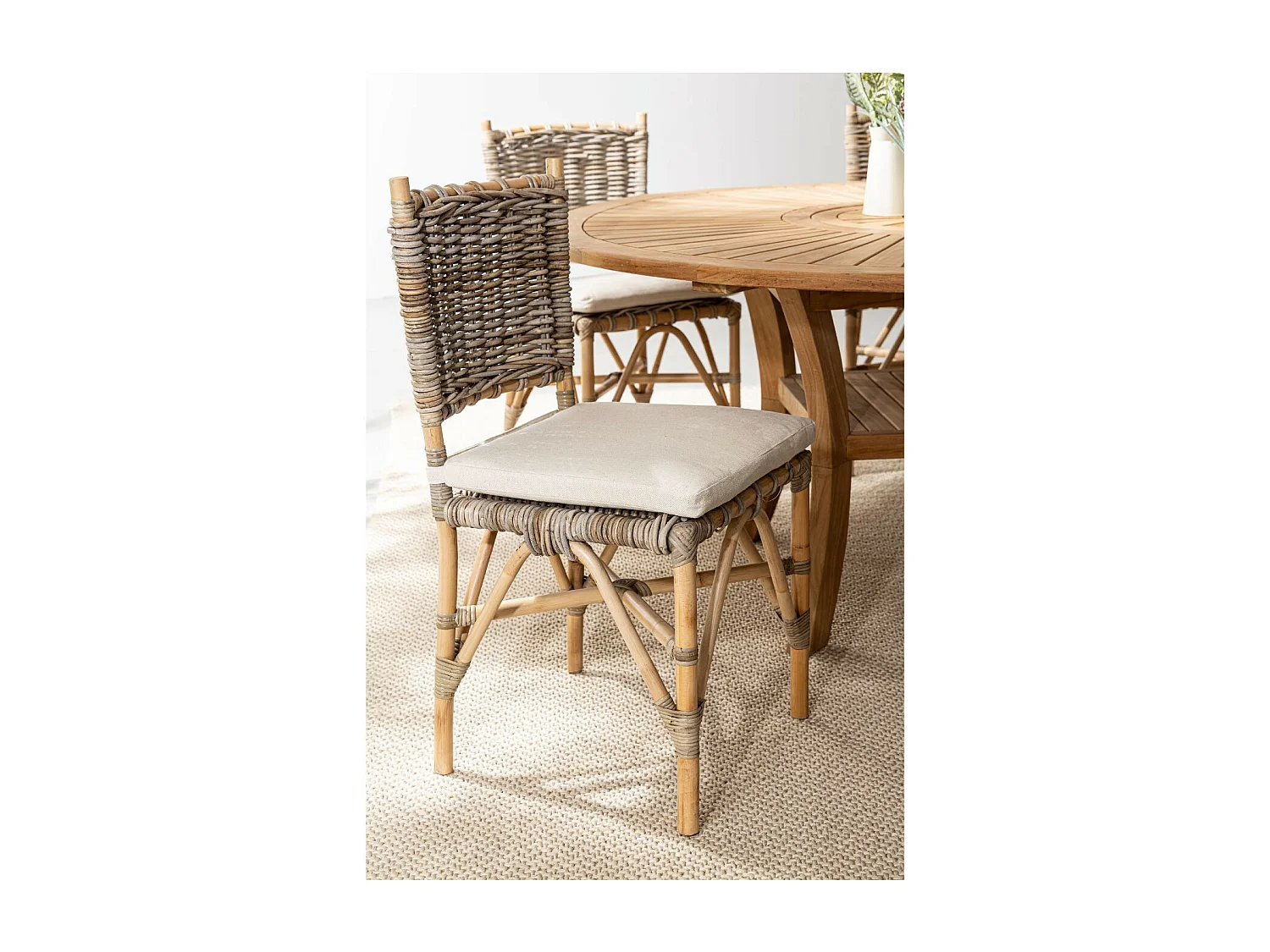 Table de jardin en teck plateau tournant D155 - BOLONIA