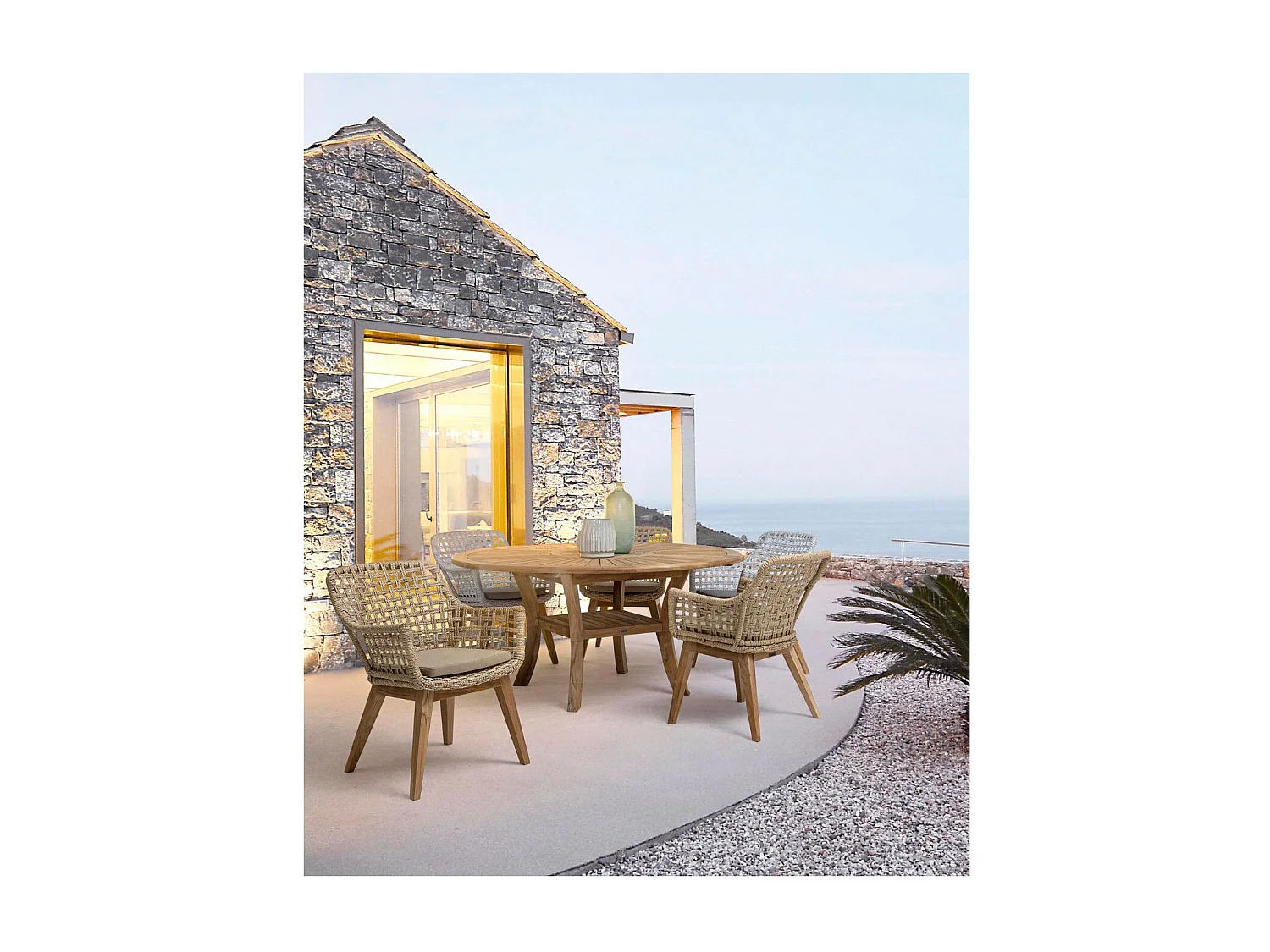 Table de jardin en teck plateau tournant D155 - BOLONIA