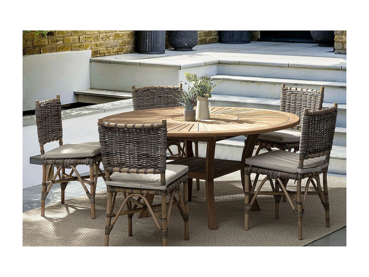 Table de jardin en teck plateau tournant D155 - BOLONIA