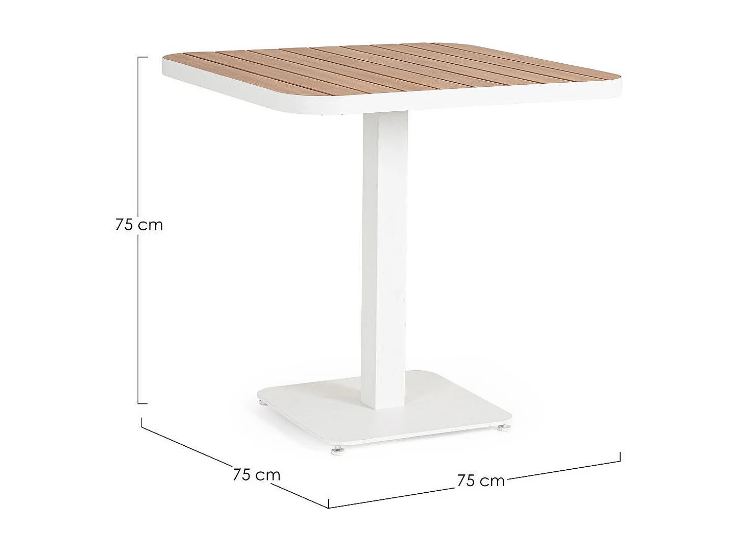 Table de jardin carrée en métal blanc L78 2 personnes - BAVARO