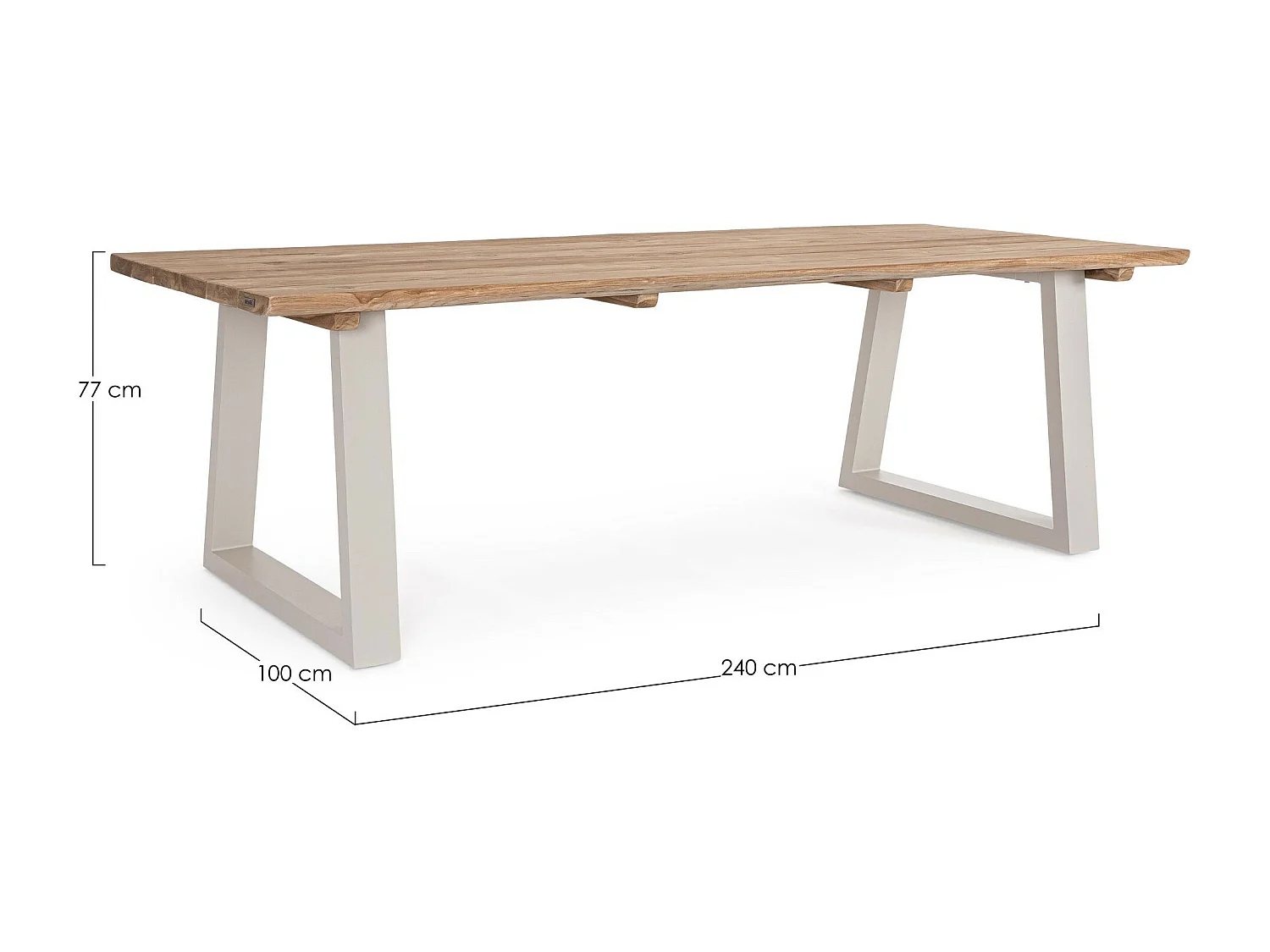 Table de jardin en teck et métal grège L240 10 places - MYRTOS