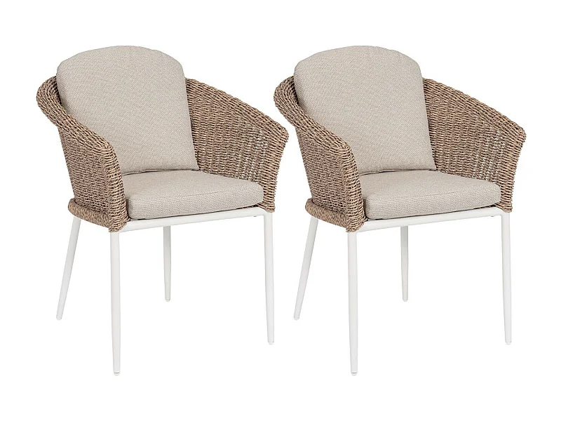 Fauteuils de jardin tressés et hydrofuges beiges (lot de 2) - AVEA