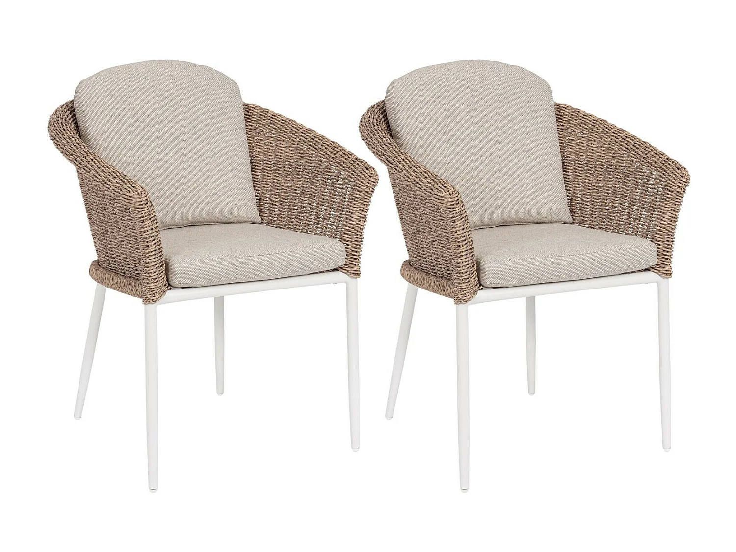 Fauteuils de jardin tressés et hydrofuges beiges (lot de 2) - AVEA