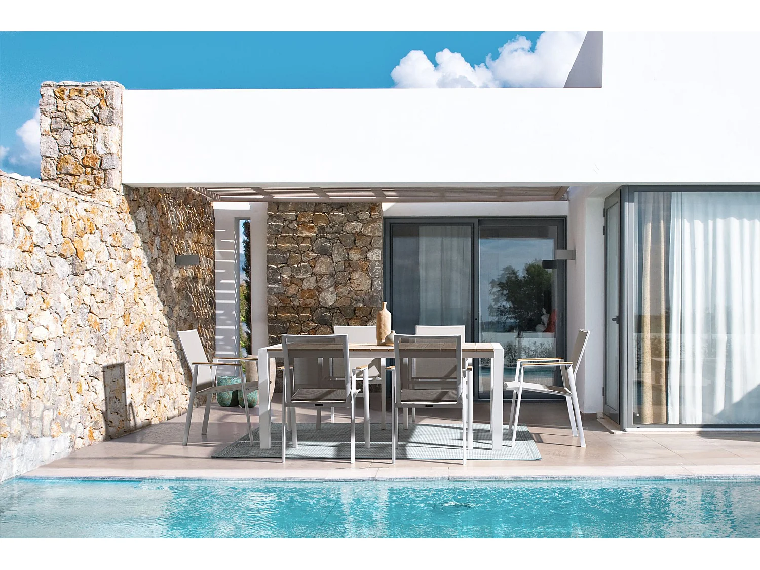 Chaises de jardin empilables en aluminium (lot de 4) - KERVER