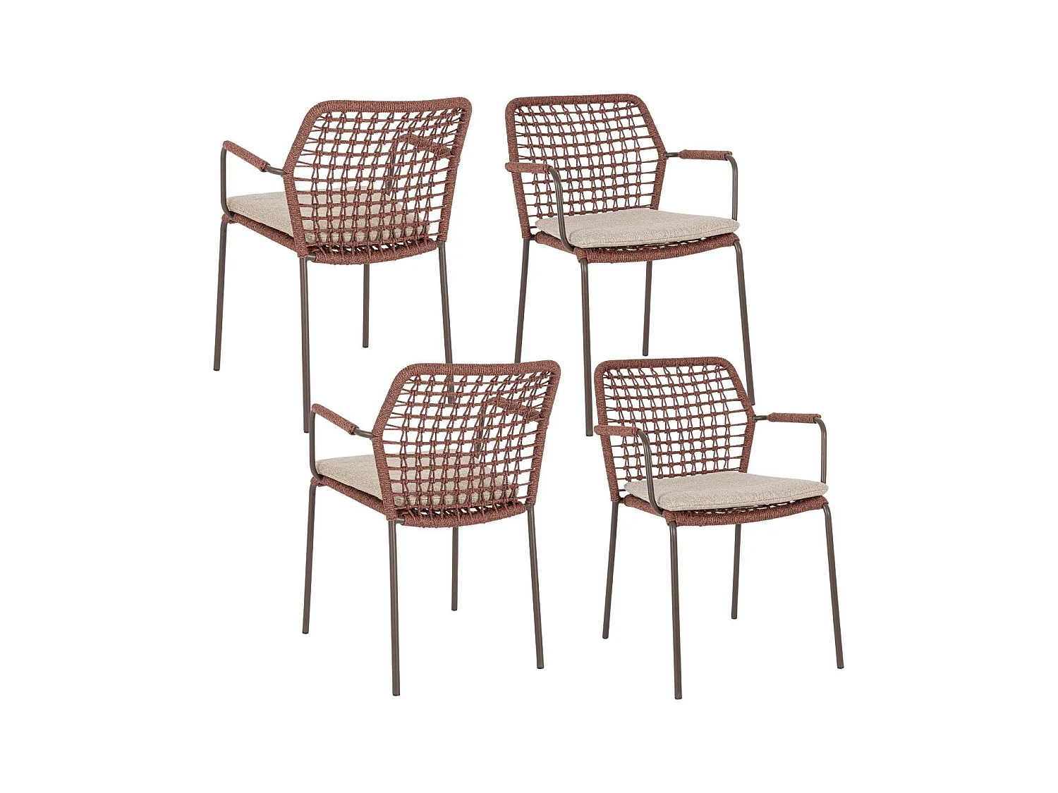 Chaises de jardin à accoudoirs et coussin (lot de 4) - PALMA