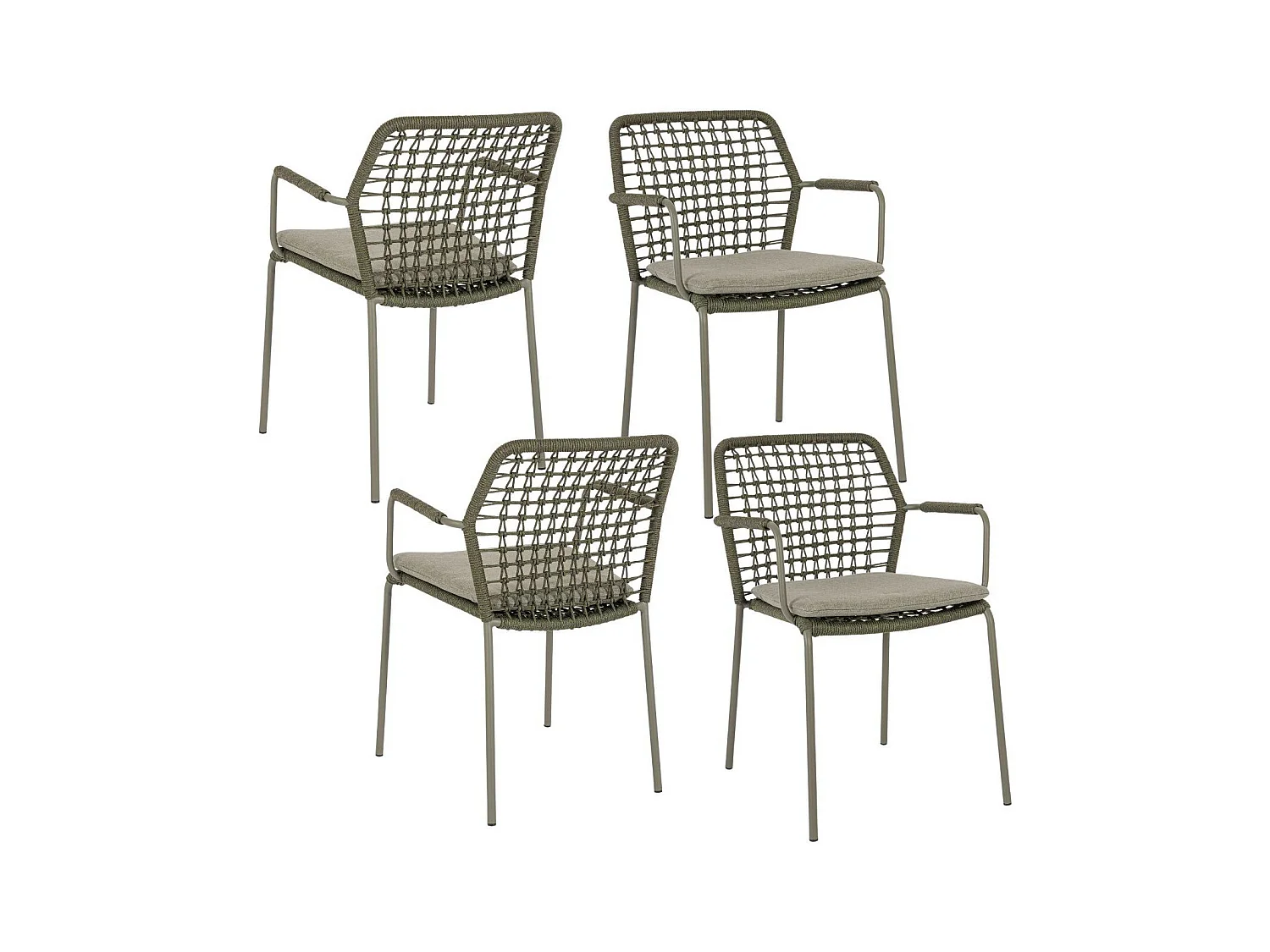 Chaises de jardin à accoudoirs et coussin (lot de 4) - PALMA