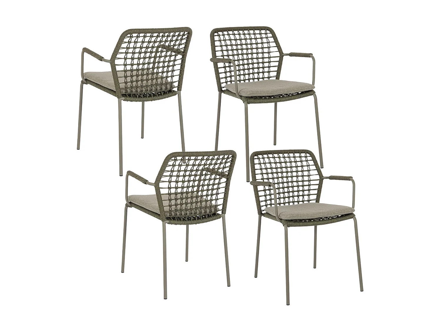 Chaises de jardin à accoudoirs et coussin (lot de 4) - PALMA