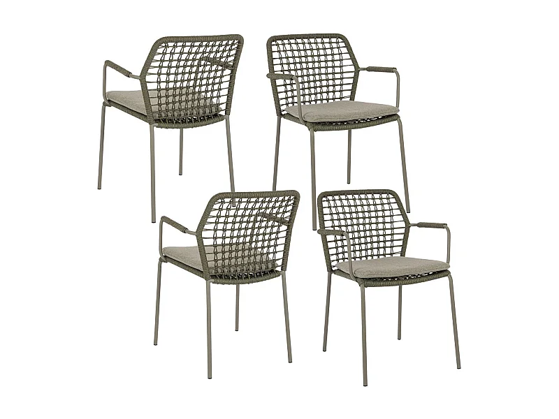 Chaises de jardin à accoudoirs et coussin (lot de 4) - PALMA