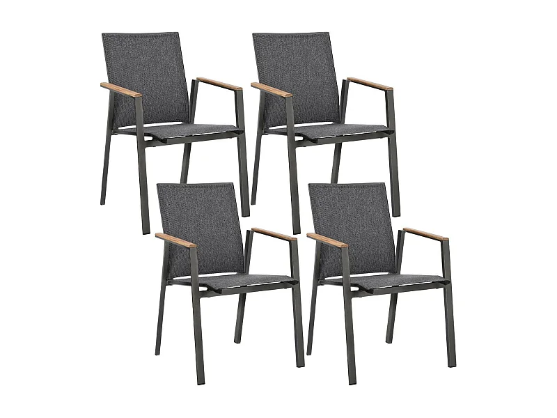 Chaises de jardin empilables en aluminium (lot de 4) - KERVER
