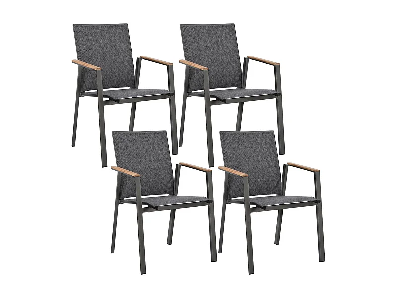Chaises de jardin empilables en aluminium (lot de 4) - KERVER