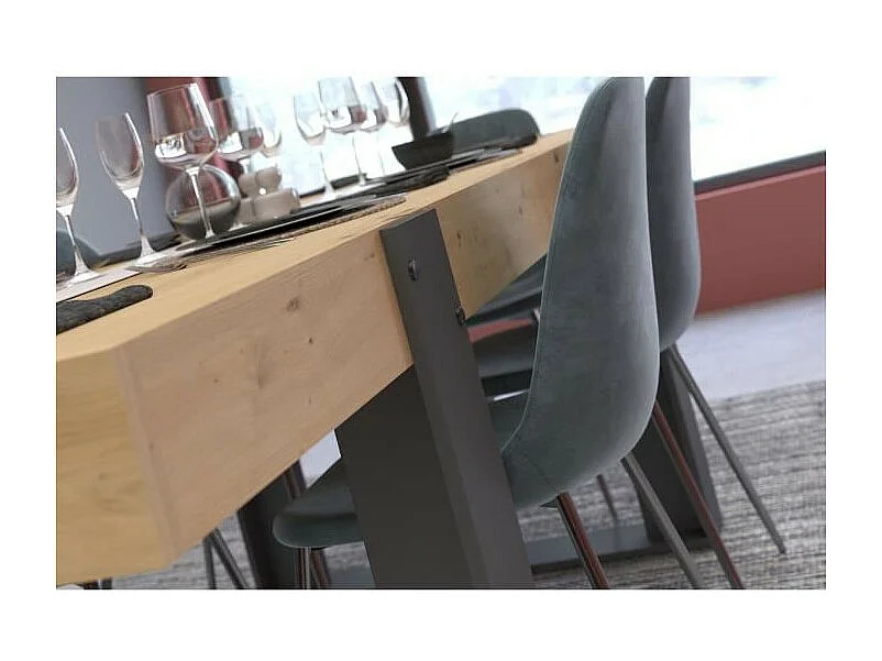 Table à manger rectangulaire style industriel - Panneaux de particules - 224 x 93 x Hauteur 79 cm