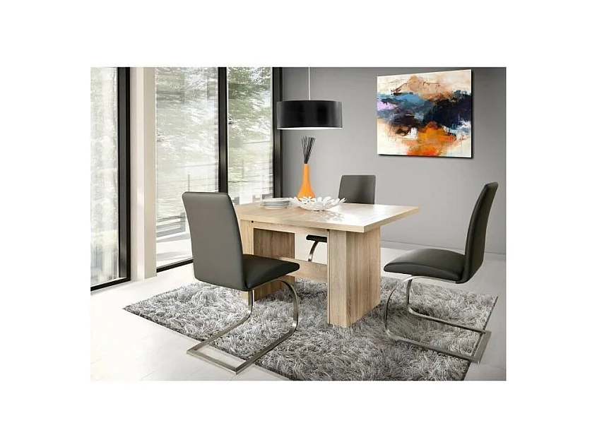 Table à manger extensible de 6 à 12 personnes style contemporain chêne Sonoma - DINING - 140-273 x 90 cm