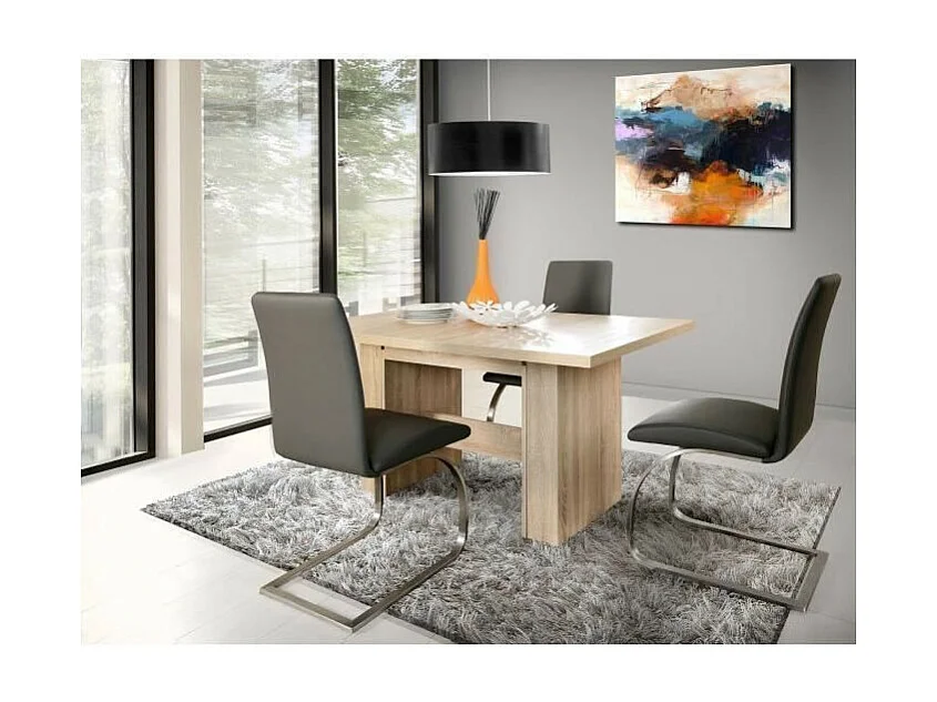 Table à manger extensible de 6 à 12 personnes style contemporain chêne Sonoma - DINING - 140-273 x 90 cm