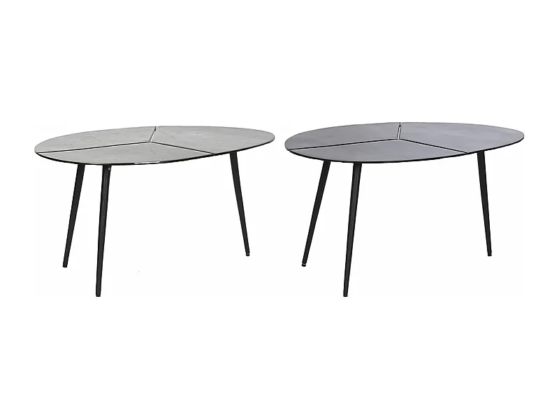 Set de 2 tables d'appoints en aluminium coloris noir, doré