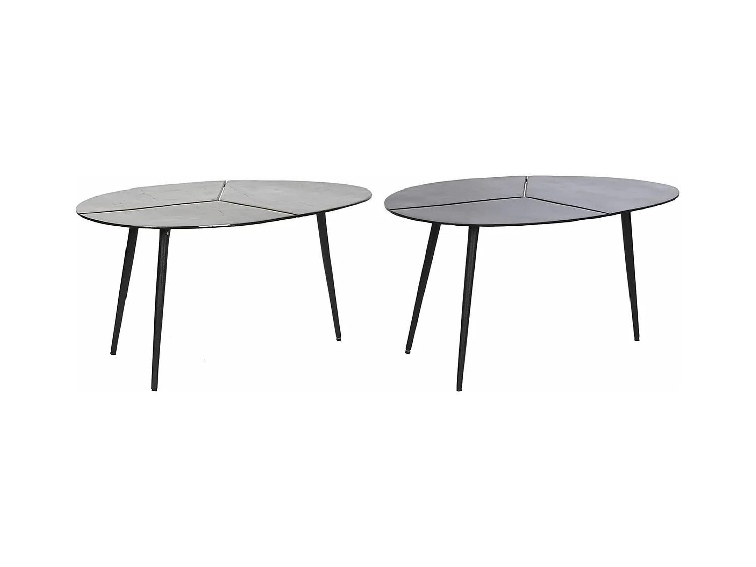 Set de 2 tables d'appoints en aluminium coloris noir, doré