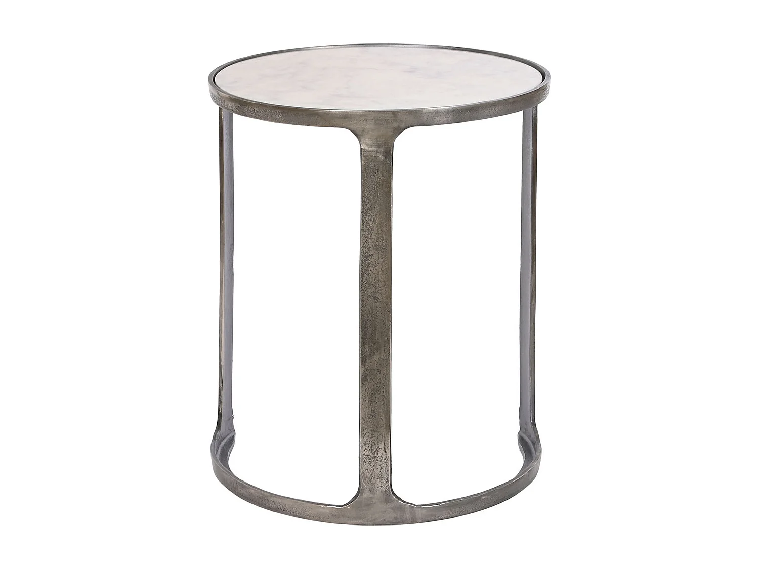 Set de 3 tables d'appoints en marbre et aluminium coloris blanc, gris